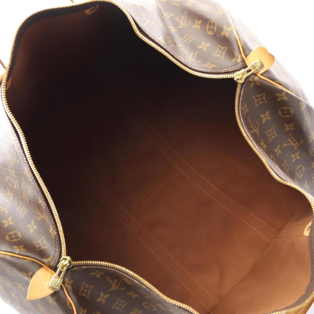 LOUIS VUITTON Authentic Brown Monogram Leather Keepall 60 Boston Bag - Picture 3 of 10